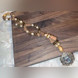 Golden Hour Storyteller HangCharm (crystal and wooden beads,teddy beads)